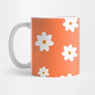 retro orange flowers print Mug